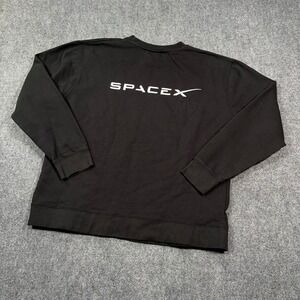 SpaceX Official Logo Crewneck Sweatshirt Mens XL Fleece Pullover Black Elon Musk